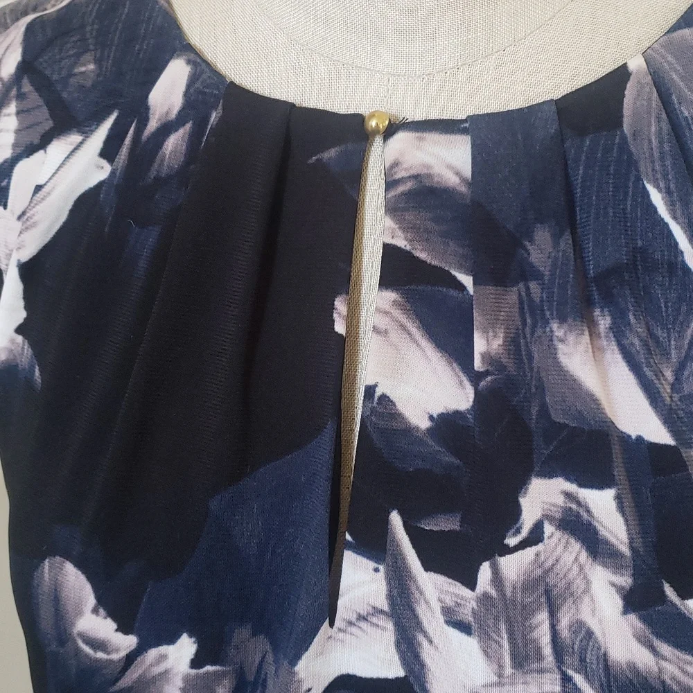 ROBERT RODRIGUEZ Abstract Watercolor Silky Blouse | Sheer Cap Sleeves | MEDIUM - Picture 8 of 15
